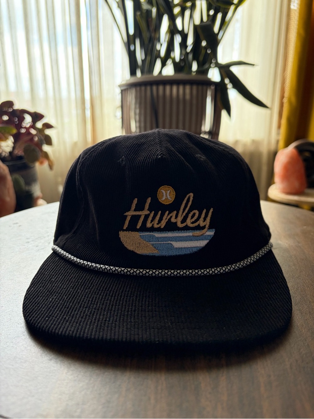 Hurley Black Cap with Gold and Blue Logo